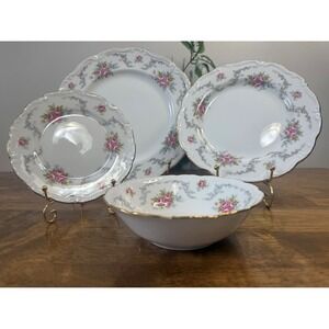 Vintage Royal Albert Tranquillity Bone China Gilt‎ Floral Place Setting England